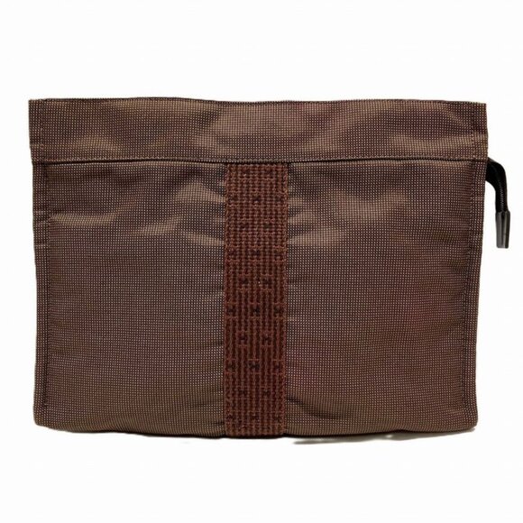 Hermes Pouch MM Her Line Clutch Bag Canvas Nylon